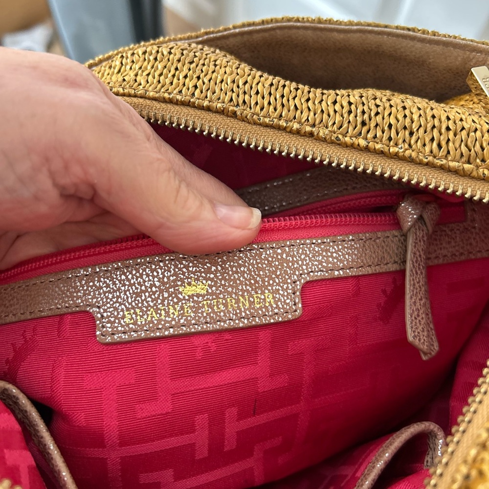 Elaine Turner Bamboo Collection Woven Bamboo and Leather large Hobo Bag - Picture 9 of 9